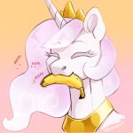  anoraknr banana crown equid equine food friendship_is_magic fruit hair hasbro headgear horn jewelry mammal meme my_little_pony necklace nom pink_hair plant princess_celestia_(mlp) princess_molestia tiara unicorn 