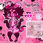  &lt;3 2_toes 4_fingers anthro breasts brown_hair domestic_pig english_text feet female fingers hair hi_res lewdchuu_(artist) mammal model_sheet navel pink_body pink_eyes pyon_(lewdchuu) smile solo suid suina sus_(pig) tail text toes 
