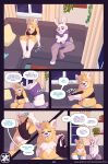  awkward_moment breasts canid canine canis clothing corner_chair dialogue domestic_dog duo female june_(doubledog) lagomorph leporid living_room male male/female mammal nipples nowandlater rabbit sawyer_(doubledog) undressing 