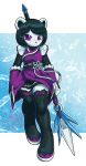  2022 absurd_res anthro bear bottomwear clothing female freedom_planet freedom_planet_2 galaxytrail giant_panda hi_res mammal melee_weapon neera_li nowykowski7 purple_eyes signature solo staff topwear weapon white_bars 