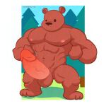  2023 abs anthro bear bent_legs big_penis digital_drawing_(artwork) digital_media_(artwork) erection flexing flexing_both_biceps flexing_muscles forest forest_background genitals hands_clenched hi_res huge_penis hyper hyper_genitalia hyper_penis male mammal muscular muscular_male nature nature_background nipples notedwolf owo penis pinup plant pose pubes shaded simple_background simple_coloring simple_face simple_shading solo spread_legs spreading textured tree ursine uwu vein veiny_penis 