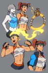  1other 2girls aark0 absurdres commentary_request fingerless_gloves gloves highres leggings multiple_girls muscular muscular_female ring_(ring_fit_adventure) ring_fit_adventure ring_fit_trainee ring_fit_trainee_(female) shirt sleeveless sleeveless_shirt twitter_id wii_fit wii_fit_trainer wii_fit_trainer_(female) 