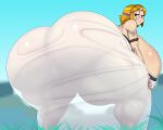  ber00 big_breasts big_butt blonde_hair breasts butt clothed clothing female hair hi_res huge_breasts huge_butt humanoid hylian nintendo not_furry princess_zelda solo the_legend_of_zelda topless 