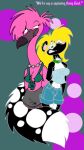  avian bird blonde_hair english_text female female/female flamingo hair mammal mephitid skunk synnth_(tabbiewolf) tabbiewolf text thoe_(tabbiewolf) 