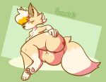  anthro anus big_butt butt canid canine ear_piercing female fluffy fluffy_tail fox genitals hi_res huge_butt mammal nokamiwd nude pawpads piercing presenting presenting_anus presenting_hindquarters presenting_pussy pussy short_stack simple_background solo spreading tail thick_thighs wide_hips 