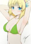  1girl armpit_focus armpits blonde_hair cayna_(leadale_no_daichi_nite) elf leadale_no_daichi_nite navel pointy_ears swimsuit 