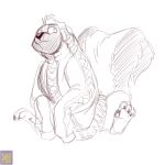  anthro claws clothing foxenawolf fur hair male mammal mephitid sketch skunk solo toe_claws 