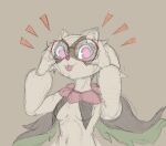  anthro breasts chamma_retsuden collar covered_breasts emote eyewear fan_character female generation_9_pokemon glasses hi_res holding_eyewear holding_glasses holding_object humanoid meowscarada nintendo pink_eyes pokemon pokemon_(species) solo tongue tongue_out 