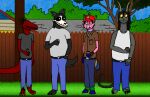  ambiguous_gender animate_inanimate anthro belt beverage bill_dauterive biped bone bottomwear canid canine clock clothed clothing cosplay crossover crossover_cosplay dale_gribble denim denim_clothing digital_drawing_(artwork) digital_media_(artwork) fluffy fluffy_tail grass grey_clothing grey_shirt grey_topwear hand_in_pocket hank_hill hat headgear headwear holding_beverage holding_object hooves jackie_matthews jeans jeff_boomhauer king_of_the_hill living_pinata looking_at_viewer mammal monster pants parody paws pinata plant pockets rat_tail scp-1471 scp-1471-a scp-3887-b scp-939 scp-956 scp_foundation shirt skull skull_head standing tail topwear watch white_clothing white_shirt white_topwear yellow_sclera 