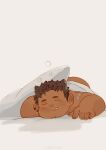  1boy absurdres ass bara bottomless dark-skinned_male dark_skin fang fang_out goatee_stubble goo_(koushishikou11) highres lying male_focus on_stomach original plump short_hair sideburns sleep_bubble sleeping solo thick_eyebrows 