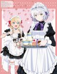  aila_paivikki_linnamaa apron black_dress blonde_hair blue_eyes braid cup dress frilled_apron frills highres holding holding_tray long_hair luminous_witches lyudmila_andreyevna_ruslanova maid maid_apron maid_headdress mc_axis non-web_source short_hair skirt tea_set teapot tray twin_braids white_apron white_hair world_witches_series yellow_eyes 