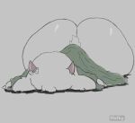  anthro big_butt bottomless bovid bow_ribbon butt caprine clothed clothing darkner deltarune faceplant floppy_ears goat gothicc horn huge_butt lying male mammal on_front ralsei robe solo undertale_(series) white_body 