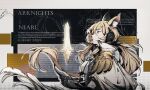  1girl animal_ear_fluff animal_ears arknights armor blonde_hair character_name chinese_commentary coat collared_coat commentary_request copyright_name energy_sword floating floating_object floating_sword floating_weapon from_side gauntlets headset highres horse_ears horse_girl implied_extra_ears jacknavy long_hair long_sleeves lorem_ipsum nearl_(arknights) nearl_the_radiant_knight_(arknights) orange_eyes parted_lips pauldrons profile shoulder_armor single_pauldron solo sword upper_body weapon white_coat 
