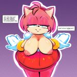  absurd_res accessory amy_rose anthro bedroom_eyes bracelet breasts clothing dialogue dress edalv eulipotyphlan female gloves green_eyes hair_accessory hairband handwear hedgehog hi_res jewelry mammal narrowed_eyes seductive sega smile solo sonic_the_hedgehog_(series) 