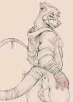  anthro anus areola backsack balls bastionshadowpaw biped buckteeth claws facial_scar fingers genitals hi_res male mammal murid murine nipples notched_ear nox_(bastionshadowpaw) perineum rat rodent scar solo tail teeth x_scar 