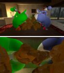  3d_(artwork) anthro ass_up balls big_butt boshi butt clothing crouching desk digital_media_(artwork) dinosaur dragon eyewear feces feces_pile footwear furniture genitals gloves handwear huge_butt living_room male mario_bros nintendo penis pooping pooping_on_floor pooping_together raised_tail rear_view relieved reptile saddle scalie scat solo source_filmmaker sunglasses super_mario_rpg_legend_of_the_seven_stars table tail tecbuttlovefa yoshi yoshi_(character) 