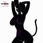  animated anthro big_breasts big_butt black_body breasts butt crouching domestic_cat felid feline felis feliscede female mammal nude simple_background solo white_background 