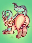  3:4 balls canid canine eeveelution feral generation_4_pokemon genitals knot leafeon male male/male mammal nintendo paws pokemon pokemon_(species) presenting skyl4378 teasing tongue tongue_out 