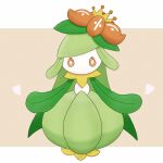  bright_pupils brown_background commentary_request flower full_body heart highres kawasemi_midori lilligant looking_at_viewer no_humans orange_eyes pokemon pokemon_(creature) solo white_pupils 