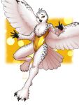  2023 absurd_res anthro avian beak bird bubo_(genus) chest_tuft clothing eyebrows eyelashes feathered_wings feathers female hi_res looking_at_viewer mykegreywolf one-piece_swimsuit owl snowy_owl solo swimwear true_owl tuft white_body white_feathers wings 