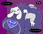  against_surface against_wall ambiguous_gender anthro bent_over big_breasts big_butt boss_monster bovid breasts butt caprine clothing duo ellipsis english_text female floppy_ears gin-blade goat grey_body hi_res horn huge_breasts huge_butt mammal pinned pinned_to_wall purple_eyes robe speech_bubble text toriel undertale undertale_(series) white_body 