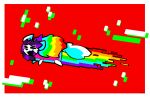  aliasing animated black_hair catjam_(artist) female flying hair meme multicolored_hair nyan_cat purple_hair rainbow rainbow_hair solo subtle_animation xcite_(catjam) 