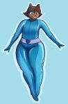  2022 absurd_res anthro bodysuit chubby_female claire_(unawarey) clothing domestic_cat felid feline felis female hi_res mammal puhba rubber rubber_clothing rubber_suit skinsuit smile solo thick_thighs tight_clothing totally_spies! 