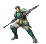  1boy armor beard black_eyes black_hair chainmail clenched_teeth facial_hair fire_emblem fire_emblem:_the_sacred_stones fire_emblem_heroes gilliam_(fire_emblem) holding holding_polearm holding_weapon leg_armor official_art pants polearm shoulder_armor solo teeth v-shaped_eyebrows weapon white_background 