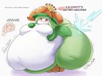  absurd_res anthro belly big_belly big_breasts big_butt blush breasts butt dialogue duo elemental_creature female flora_fauna flower gameplay_mechanics generation_5_pokemon green_body hi_res huge_breasts huge_butt huge_thighs human hyper hyper_belly hyper_butt hyper_thighs inflation lilligant liquid_inflation mammal morbidly_obese morbidly_obese_anthro morbidly_obese_female motion_lines multicolored_body nintendo obese obese_anthro obese_female orange_eyes overweight overweight_anthro overweight_female plant pokemon pokemon_(species) sound_effects text thick_thighs veryfilthything water water_inflation weight_gain white_body 