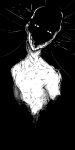  black_background black_hair damaged glowing glowing_eyes greyscale horror_(theme) looking_at_viewer monochrome monster pixel_art ranchsaucy slit_pupils solo something_truly_evil world_of_horror 