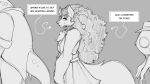  16:9 anthro canid canine clothing english_text female greyscale gwen_(sharkrags) looking_at_viewer mammal monochrome solo tax_fraud text watsup were werecanid werecanine werewolf widescreen 