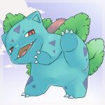  1:1 blue_body butt female feral generation_1_pokemon genitals hi_res ivysaur looking_at_viewer nintendo open_mouth pokemon pokemon_(species) pu_sukebe pussy raised_leg red_eyes solo spread_legs spreading 