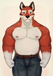  anthro belly canid canine canis chubby_belly chubby_male echo_(game) echo_(series) echo_project leo_alvarez male male/male mammal muscular nikittyiringiro pecs red_eyes red_wolf sketch solo visual_novel wolf 