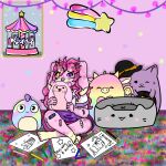  absurd_res anthro colorful colorful_background female hi_res invalid_tag kawaiicore plushie pyroashes solo 