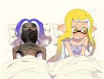  alien alien_humanoid ambiguous_gender animal_humanoid bed bedding blanket blonde_hair blush breasts cephalopod cephalopod_humanoid cleavage clothed clothing duo female furniture hair humanoid humanoid_pointy_ears inkling long_hair marine marine_humanoid meme mikumikulenlen mollusk mollusk_humanoid nintendo octarian octoling on_bed pillow pseudo_hair purple_clothing purple_hair purple_topwear simple_background splatoon tan_body tan_skin tentacle_hair tentacles topwear white_background yellow_eyes 