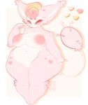  anthro areola big_breasts blush breasts eyelashes eyes_closed featureless_crotch female fur generation_3_pokemon head_tuft hi_res navel nintendo nipples nude pink_areola pink_background pink_body pink_fur pink_nipples pokemon pokemon_(species) short_stack simple_background skitty solo thick_thighs tuft white_background white_body white_fur wide_hips yakiq 