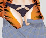  absurd_res anthro bottomwear clothing felid female fur hi_res mammal multicolored_body multicolored_fur pantherine panties popsix skirt skirt_down solo striped_body striped_fur stripes sukena tail tiger two_tone_body two_tone_fur underwear white_body white_fur 