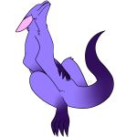  ambiguous_gender ambiguous_species featureless_crotch feral fur hand_on_stomach hi_res makt_(whinyfox) monster purple_body purple_fur reclining smile solo spread_legs spreading whinyfox 