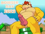  animated belly bowser bowser_day breasts claws eyebrows genitals hair hi_res horn koopa male male/male mario_bros monsterfurryr34 muscular muscular_arms muscular_male nintendo nude penis red_eyebrows red_eyes red_hair scales scalie sky slit smile solo spread_legs spreading teeth teeth_showing text yellow_body yellow_scales 