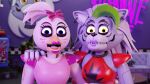  animatronic anthro claws collar duo ear_piercing female five_nights_at_freddy&#039;s five_nights_at_freddy&#039;s:_security_breach furniture glamrock_chica_(fnaf) gwen36_yt hand_on_shoulder hi_res looking_at_viewer machine on_model open_mouth piercing robot roxanne_wolf_(fnaf) scottgames steel_wool_studios table 