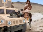  anthro broderick_longshanks camo canid canine canis clothed clothing domestic_dog duo equid equine female herding_dog horse humvee male male/female malinois_dog mammal military nipples partially_clothed pastoral_dog roxy_quinn sheepdog shirtless_male soulless_lumos tail tail_grab 