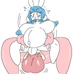  anal anthro big_dom_small_sub blue_hair bodily_fluids cum cum_in_ass cum_inflation cum_inside domestic_pig dominant duo genital_fluids glistening glistening_body hair herm humanoid inflated_belly inflation intersex intersex/intersex lagomorph leporid mammal milkbuni milkbuni_(character) nude rabbit restrained restrained_arms size_difference suid suina sus_(pig) thick_thighs 
