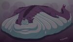  2022 3_toes 4_fingers absurd_res anthro claws dragon feet fingers grey_claws grey_horn hi_res horn lying male morbidly_obese morbidly_obese_anthro morbidly_obese_male obese obese_anthro obese_male on_front open_mouth overweight overweight_anthro overweight_male pink_tongue purple_body quente solo tail toes tongue 