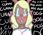  absurd_res basabasadark black_background blonde_hair blue_eyes blush buckteeth deer deltarune earbuds english_text female hair headphones hi_res horn hypnosis mammal manipulation mind_control noelle_holiday shocked_face simple_background solo solo_focus teeth text undertale_(series) wide_eyed 