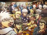  1girl 6+boys akagi:_yami_ni_oritatta_tensai akagi_shigeru belt black_belt black_eyes black_gloves black_hair black_necktie black_shirt blonde_hair blue_jacket blue_pants brown_eyes brown_hair buraiden_gai card character_request cigarette clenched_teeth closed_mouth collared_shirt confused creator_connection day endou_yuuji expressionless formal frown fukumoto_nobuyuki_(style) gin_to_kin glasses gloves green_jacket green_shirt grin gun hair_slicked_back harada_katsumi head_bump hero-gyakkyou_no_touhai highres hirai_ginji hirayama_yukio holding ichijou_seiya ichikawa_(akagi) igawa_hiroyuki indoors itou_kaiji jacket kaiji kudou_gai kurosawa_(saikyou_densetsu_kurosawa) laughing lips long_hair looking_at_another looking_at_viewer low_ponytail mahjong mahjong_tile male_focus medium_bangs medium_hair morita_tetsuo multiple_boys multiple_persona nakajima_hiroshi necktie official_style old old_man open_mouth pants parody parted_bangs pink_shirt playing_card pompadour red_eyes red_necktie revolver sahara_makoto saikyou_densetsu_kurosawa sakazaki_mikoko scar scar_across_eye shirt short_bangs short_hair sitting smile smoking standing style_parody suit sunglasses suzuki_(washizu) table teeth ten_(manga) ten_takashi throwing tobaku_haouden_zero ukai_zero upper_body very_short_hair washizu_-_enma_no_touhai washizu_iwao weapon white_hair white_shirt window yasuoka yellow_jacket 