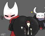  anthro anus areola arthropod balls biped black_body blush bodily_fluids breasts cum cum_in_ass cum_inside duo erection female genital_fluids genitals gesture hi_res hollow_knight hornet_(hollow_knight) leaking_cum male nipples non-mammal_breasts penis pussy pussy_juice team_cherry the_knight_(hollow_knight) thumbs_up tonytoran white_body 