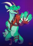  absurd_res claws clothing cosplay fluffybardo fornite hi_res horn invalid_tag male scalie spikes tongue 