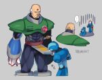  ... 3boys abs bald blue_eyes borezet clothes_lift commentary_request dr._cain_(mega_man) helmet male_focus mega_man_(series) mega_man_x_(character) mega_man_x_(series) multiple_boys muscular muscular_male old old_man on_ground robot sigma_(mega_man) spoken_ellipsis 