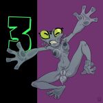  1:1 2023 against_surface alien alien_humanoid ben_10 bodily_fluids breast_squish breasts cartoon_network female front_view full-length_portrait galvan_(ben_10) genital_fluids genitals green_eyes grey_body grey_matter grey_skin hi_res horizontal_pupils humanoid nipples not_furry nude on_glass portrait profannytea pupils pussy pussy_juice solo squish 