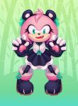  alternate_costume amy_rose anthro clothing dark_clothing eulipotyphlan eyelashes eyeliner fake_ears fangs female footwear fur gloves green_accessory green_eyes hair handwear hedgehog hi_res makeup mammal multicolored_clothing open_mouth panda_costume pawpads pink_body pink_fur pink_hair ribbons ritsuxz sega shoes simple_background smile solo sonic_the_hedgehog_(series) stoking teeth two_tone_clothing white_clothing 